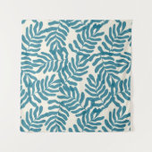 青い抽象芸術葉パターン タペストリー (正面)