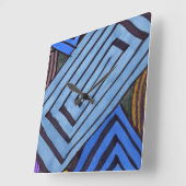 青い抽象芸術長方形エジプトの渦巻きアート スクエア壁時計 (傾斜)