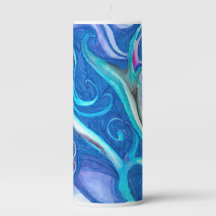 青い抽象芸術3" x 4" Pillar Candle