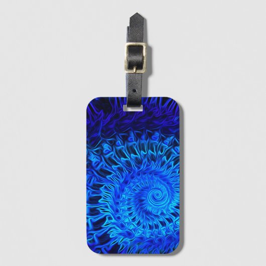 青い抽象芸術 – 荷札（名刺スロット付き） ラゲッジタグ (正面縦)