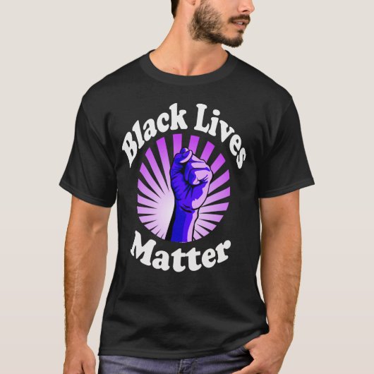 青い拳ブラックライフ問題BLM Tシャツ (正面)