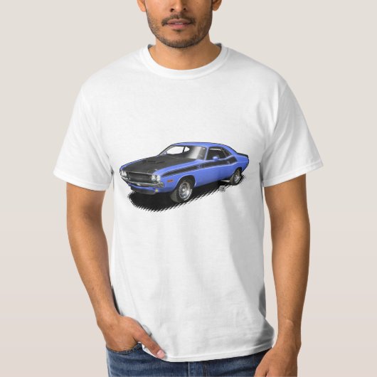 青い挑戦者クラシックな車のTシャツ Tシャツ (正面)