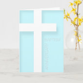 青い挨拶の洗礼のモダンな記念日 カード (黄色い花)