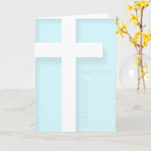 青い挨拶の洗礼のモダンな記念日 カード (黄色い花)