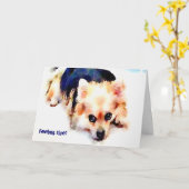 青い挨拶状を感じること カード (黄色い花)