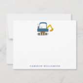 青い掘り車のアートステーショナリーパーソナライズされたズ サンキューカード (正面)