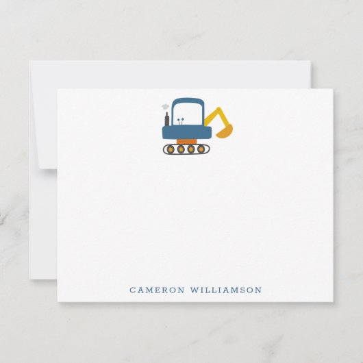 青い掘り車のアートステーショナリーパーソナライズされたズ サンキューカード (正面)