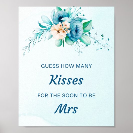 青い推測いくつのキスブライダルシャワーゲーム ポスター (正面)