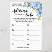 青い推測ベビー食品シャワーゲームカード チラシ (裏面)