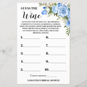 青い推測ワインカップルのシャワーゲームカード チラシ