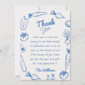 青い描地元で育った野菜ベビーシャワー サンキューカード (正面)