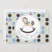 青い揺り木馬の誕生日 招待状 (正面)