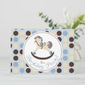 青い揺り木馬の誕生日 招待状 (スタンド正面)