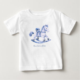 青い揺れる馬のベビーTシャツ ベビーTシャツ