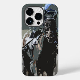 青い携帯電話ケースに騎手を入れた競走馬 Case-Mate iPhone 14 PROケース