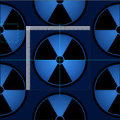 青い放射線の記号 ファブリック (タイル)