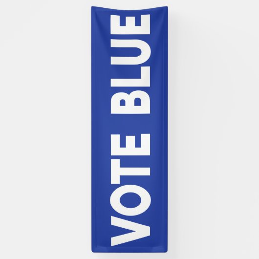 青い政治はっきりしたに青い白い文字を投票 横断幕 (縦)