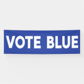 青い政治はっきりしたに青い白い文字を投票 横断幕 (横)