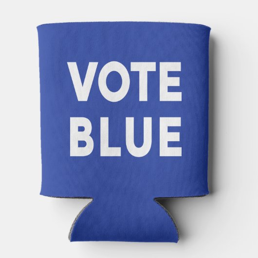青い政治はっきりしたに青い白い文字を投票 缶クーラー (裏面)