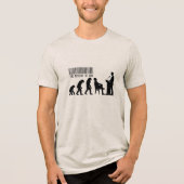 青い政治家のシルエット風刺画 トライブレンドTシャツ (正面)