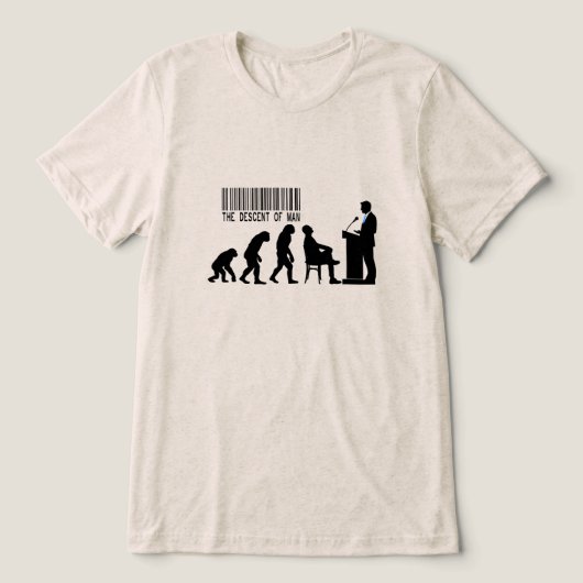 青い政治家のシルエット風刺画 トライブレンドTシャツ (デザイン正面)