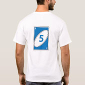 青い数字の5のカードの面白いカードゲームTシャツ Tシャツ (裏面)