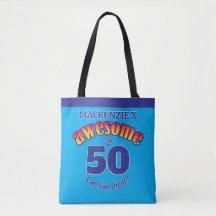 青い文字でAWESOME 50 誕生日