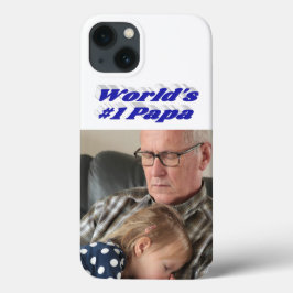 青い文字のパパの写真 iPhone 13ケース
