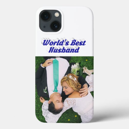 青い文字の夫の写真 iPhone カーケース Case-Mate iPhoneケース (裏面)