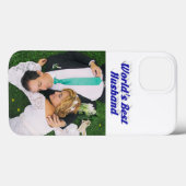青い文字の夫の写真 iPhone カーケース Case-Mate iPhoneケース (裏面 (横))