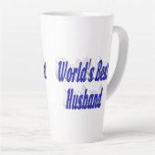 青い文字の夫 カフェラテマグ (右アングル)