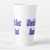 青い文字の夫 カフェラテマグ (正面)