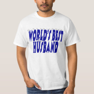 青い文字の夫 Tシャツ