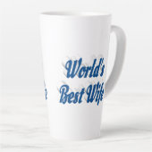 青い文字の妻 カフェラテマグ (右アングル)