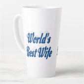 青い文字の妻 カフェラテマグ (左アングル)