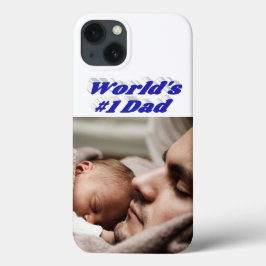 青い文字のDad Photo iPhoneケース iPhone 13ケース