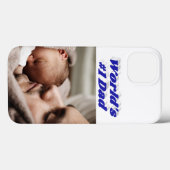 青い文字のDad Photo iPhoneケース Case-Mate iPhoneケース (裏面 (横))