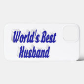 青い文字のHusband iPhoneケース Case-Mate iPhoneケース (裏面 (横))