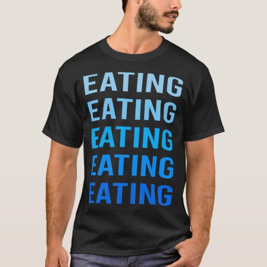 青い文字を食べる Tシャツ (正面)
