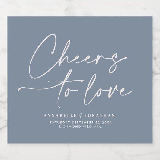 青い文字モダンを愛すミニマルる結婚応援 リキュールボトルラベル (シングルラベル)