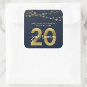 青い文字列のライト20年クラス懇親会 スクエアシール (バッグ)