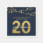 青い文字列のライト20年クラス懇親会 スタンダードカクテルナプキン (正面)