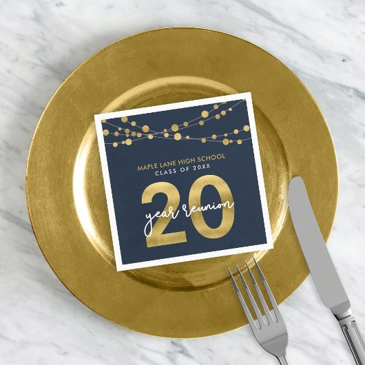 青い文字列のライト20年クラス懇親会 スタンダードカクテルナプキン