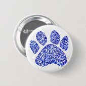 青い文字-犬についての思考の足のプリント 缶バッジ (正面&裏面)