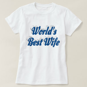 青い文字Tシャツを着た妻 Tシャツ