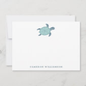 青い文房具でかわいいウミガメパーソナライズされた|過去記事 サンキューカード (正面)