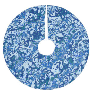 青い斑点のあるグラフィック抽象化 ブラッシュドポリエステルツリースカート