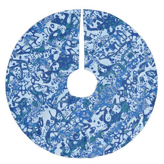 青い斑点のあるグラフィック抽象化 ブラッシュドポリエステルツリースカート (正面)