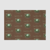 青い斑点のある卵のメッセージを持つ鳥の巣カスタムの巣 薄葉紙 (正面)