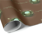 青い斑点のある卵ダークブラウンの巣を持つ鳥カスタムの巣 ラッピングペーパー (ロールコーナー)